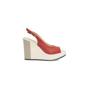 Cerruti 1881 Red Calf Leather Women Sandal