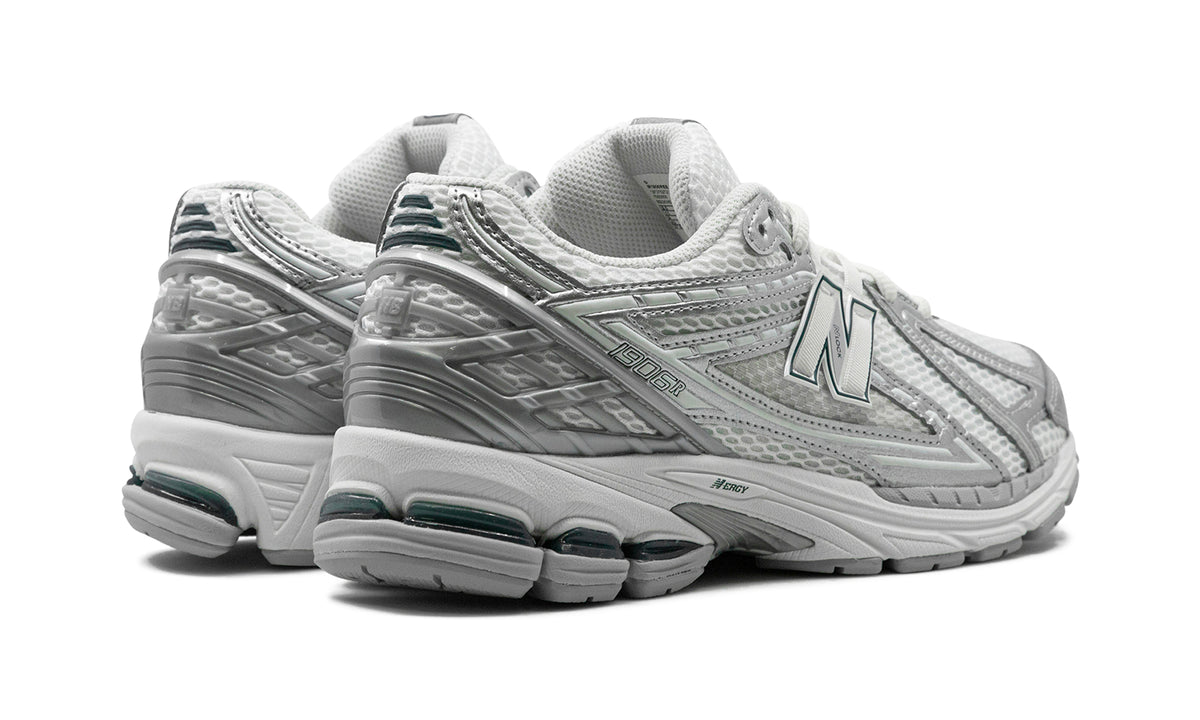 New Balance 1906R Sneakers - White/Metallic Silver with Dark Green Accents