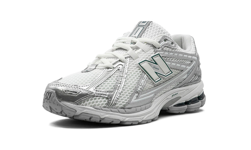 New Balance 1906R Sneakers - White/Metallic Silver with Dark Green Accents
