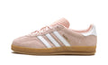 adidas Gazelle Indoor Sneakers - Pale Pink with White Stripes and Gum Sole