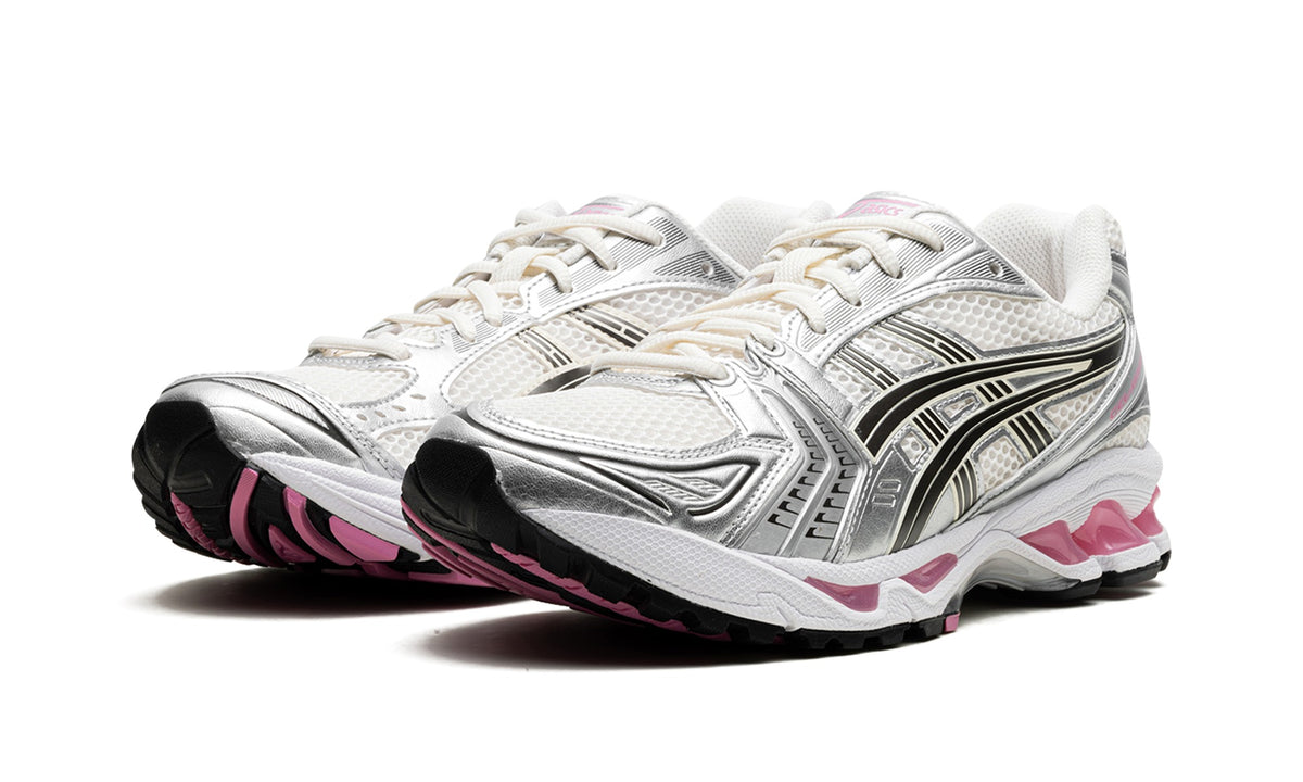 ASICS GEL-KAYANO 14 Sneakers - Cream/Silver/Black with Pink Accents