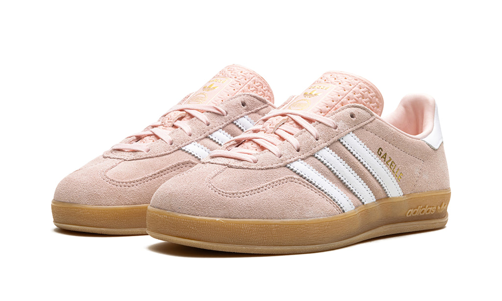 adidas Gazelle Indoor Sneakers - Pale Pink with White Stripes and Gum Sole