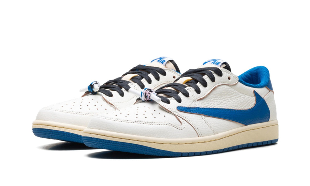 Air Jordan 1 Low Sneakers in White & Royal Blue
