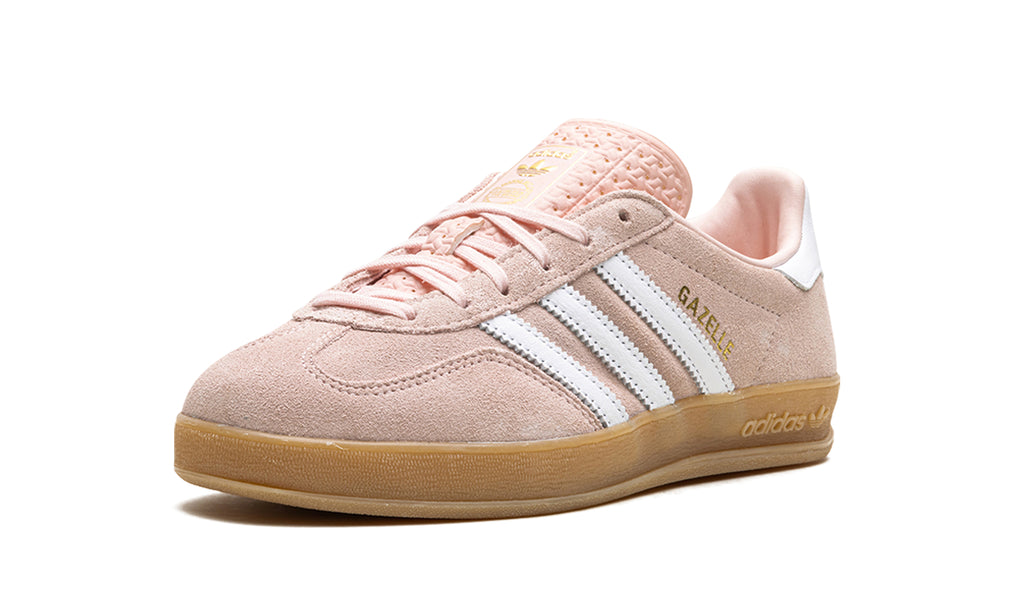 adidas Gazelle Indoor Sneakers - Pale Pink with White Stripes and Gum Sole
