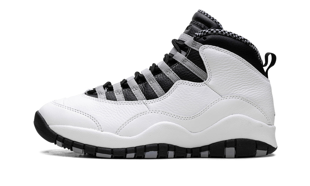 Air Jordan 10 Retro Sneakers - White/Black with Grey Lace Loops