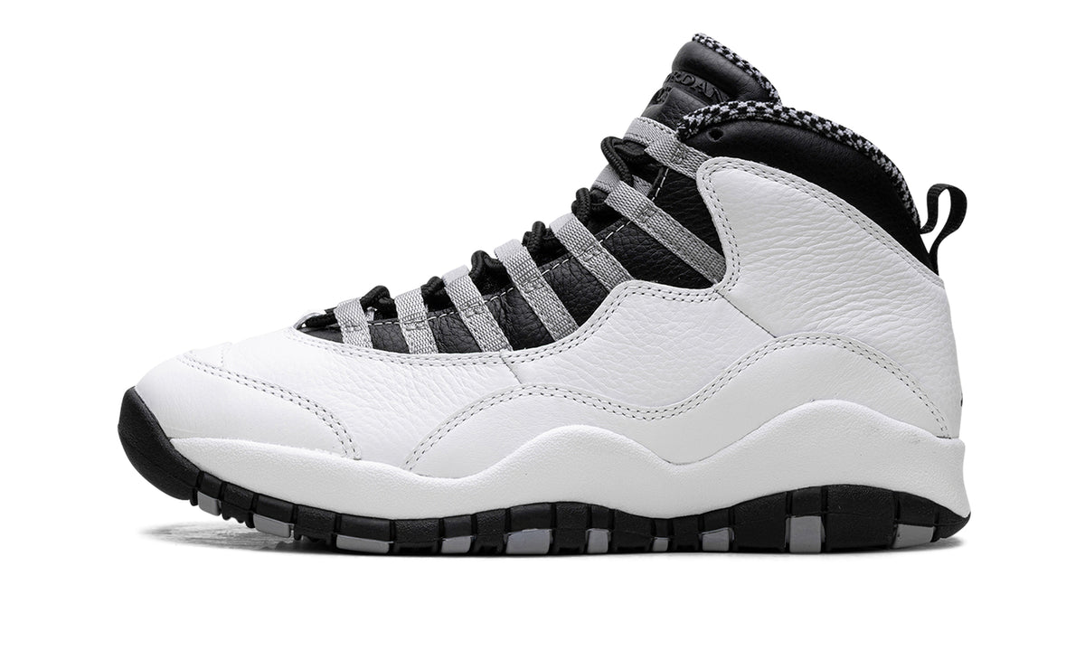 Air Jordan 10 Retro Sneakers - White/Black with Grey Lace Loops