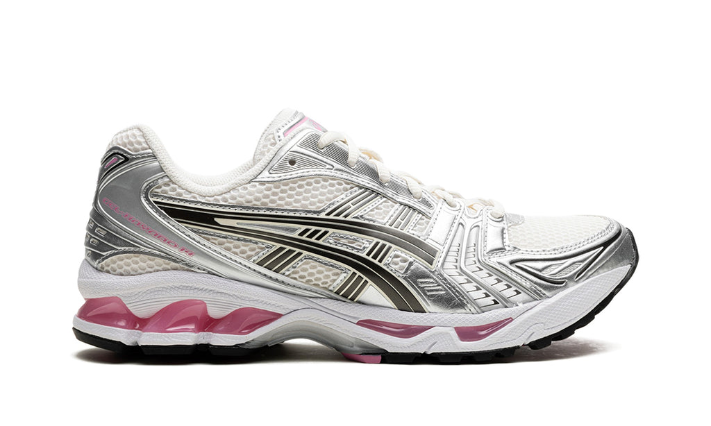 ASICS GEL-KAYANO 14 Sneakers - Cream/Silver/Black with Pink Accents