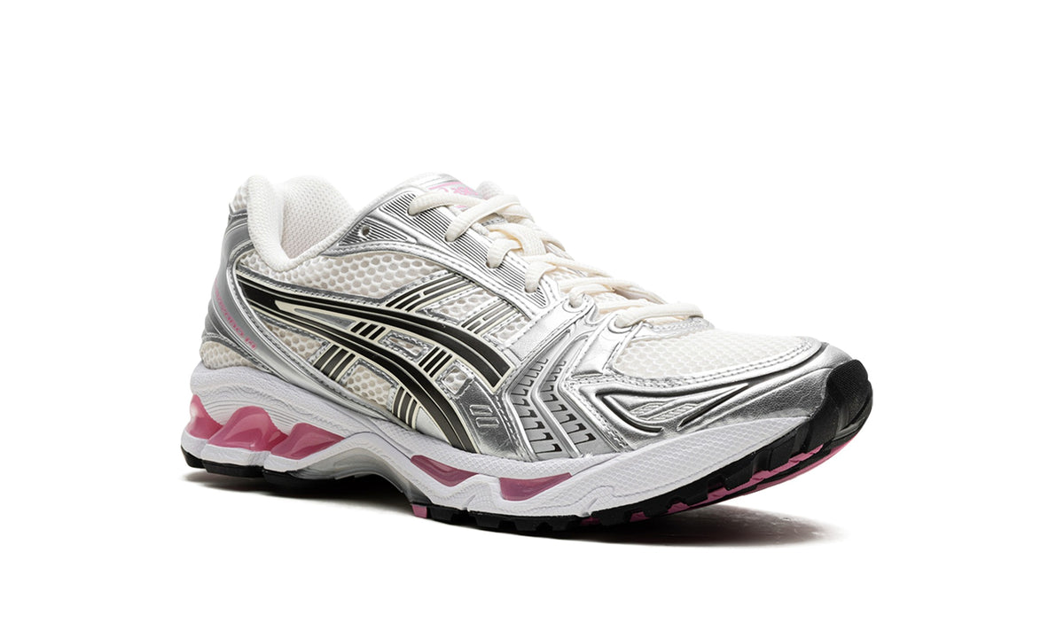 ASICS GEL-KAYANO 14 Sneakers - Cream/Silver/Black with Pink Accents