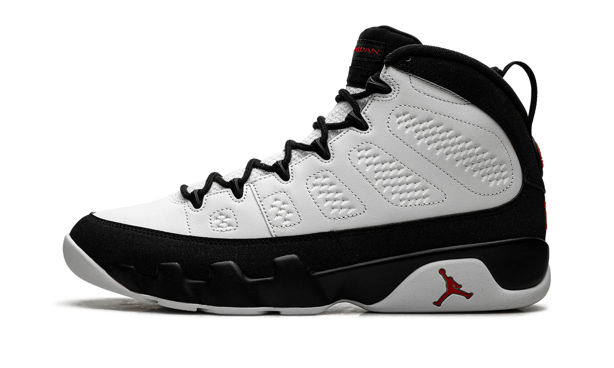 Air Jordan 9 Retro High-Top Sneakers - White and Black with Red Details