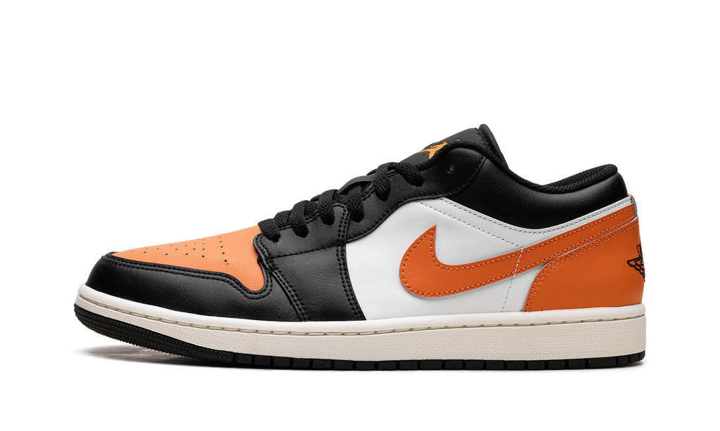 Air Jordan 1 Low Sneakers - Orange, Black & White with Sail Midsole