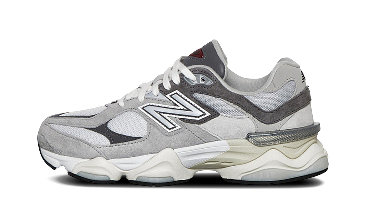 New Balance 9060 Sneakers - Grey and Cream with Burgundy Accents