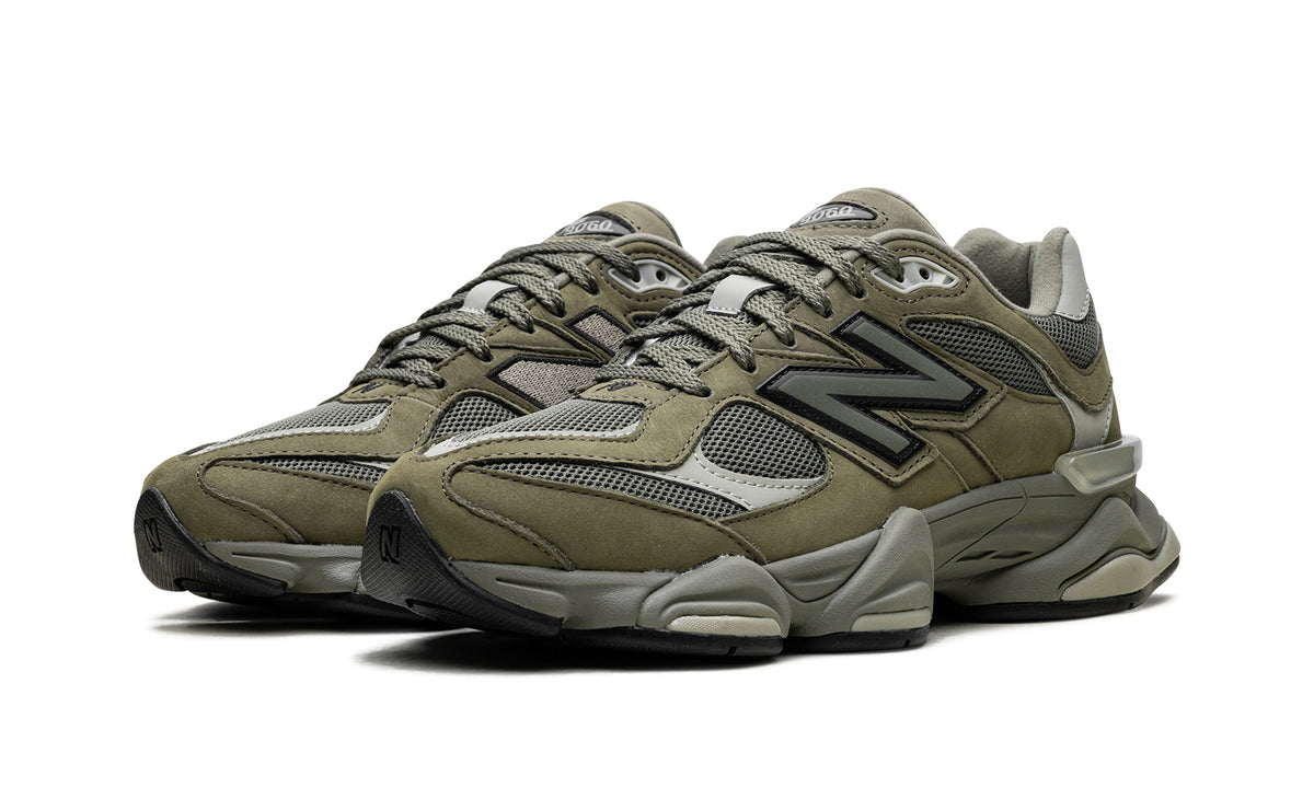 New Balance 9060 Sneakers - Olive Green and Grey with Cream Accents