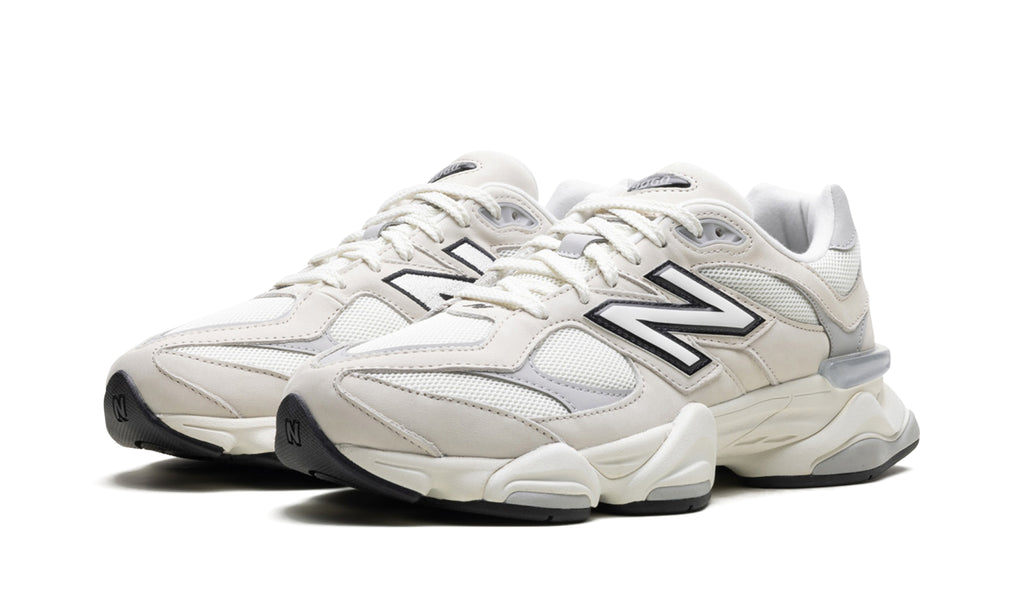 New Balance 9060 Sneakers - White, Cream & Light Gray with Black Accents