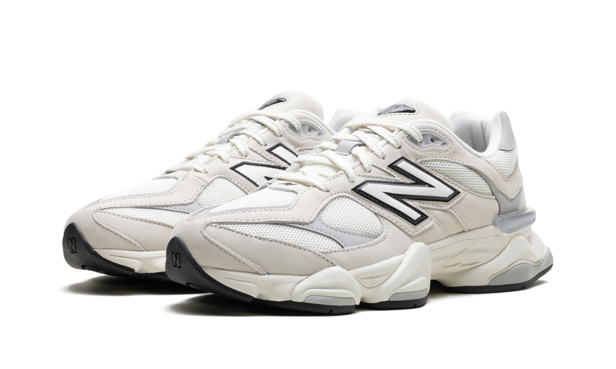 New Balance 9060 Sneakers - White, Cream & Light Gray with Black Accents