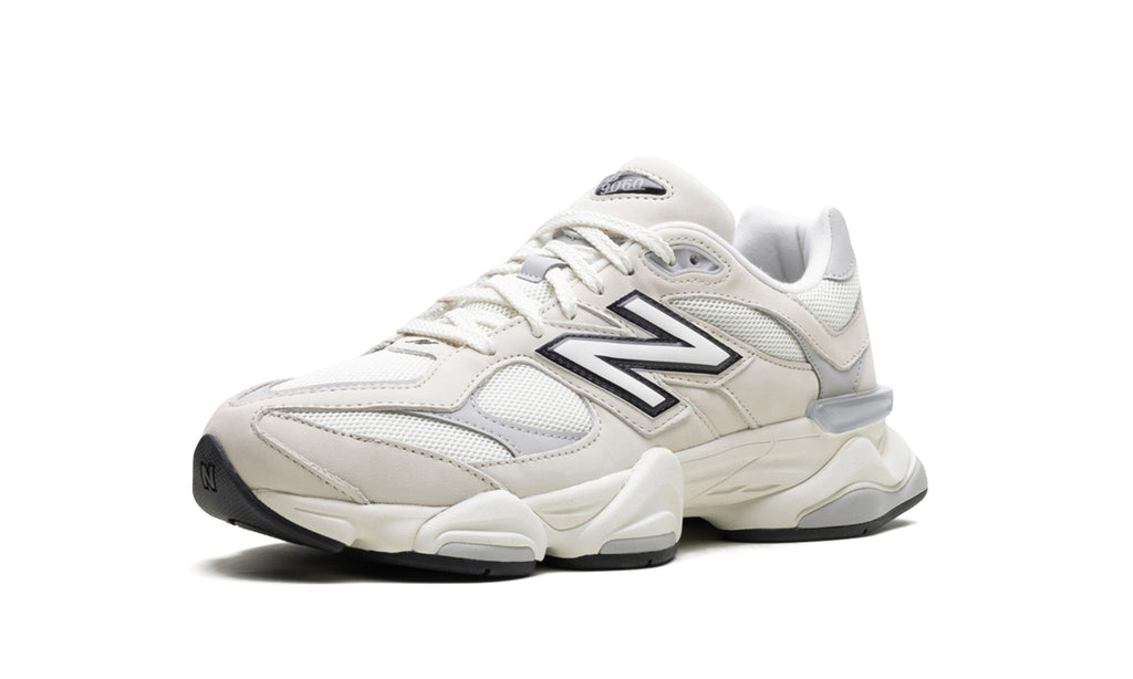 New Balance 9060 Sneakers - White, Cream & Light Gray with Black Accents