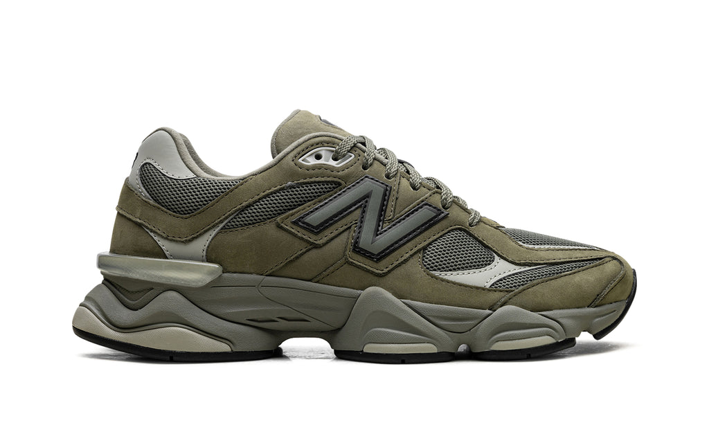 New Balance 9060 Sneakers - Olive Green and Grey with Cream Accents