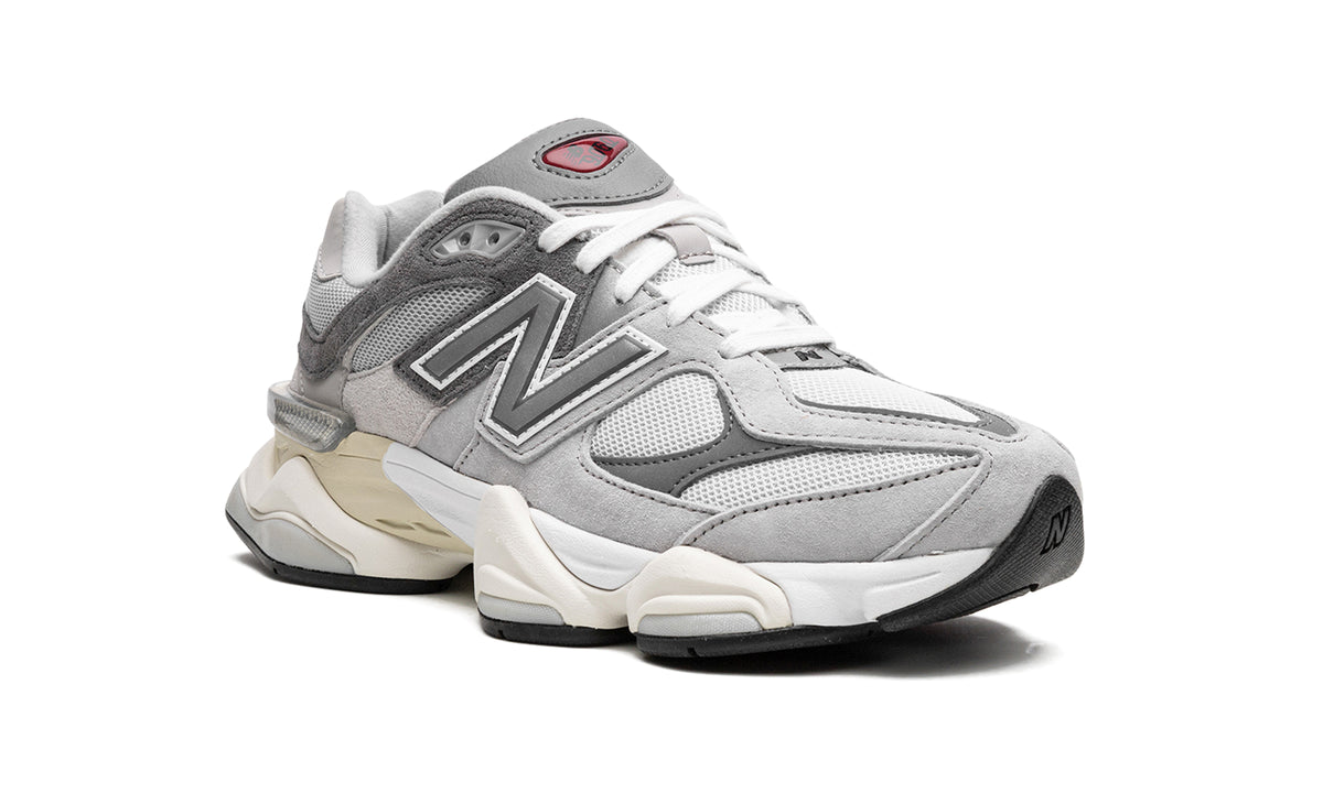 New Balance 9060 Sneakers - Grey and Cream with Burgundy Accents