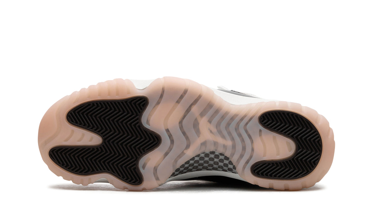 Air Jordan 11 Retro High-Top Sneakers - White and Glossy Black with Pale Peach Outsole