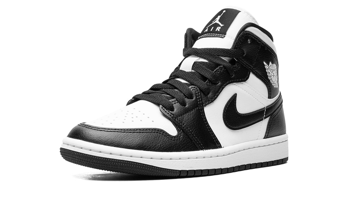 Air Jordan 1 Mid Sneakers - Black and White with Black Outsole