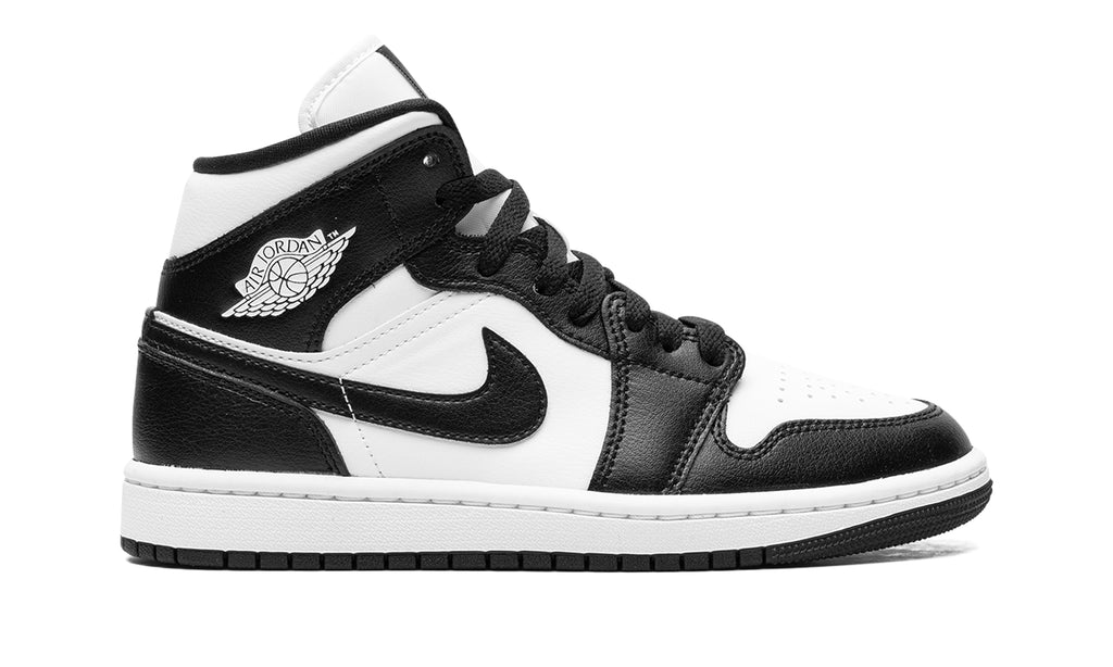 Air Jordan 1 Mid Sneakers - Black and White with Black Outsole
