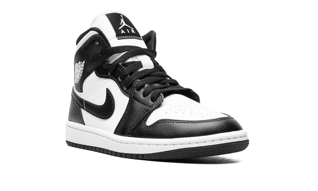 Air Jordan 1 Mid Sneakers - Black and White with Black Outsole