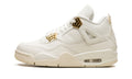 Air Jordan 4 Retro Sneakers - White & Cream with Metallic Gold Eyelets