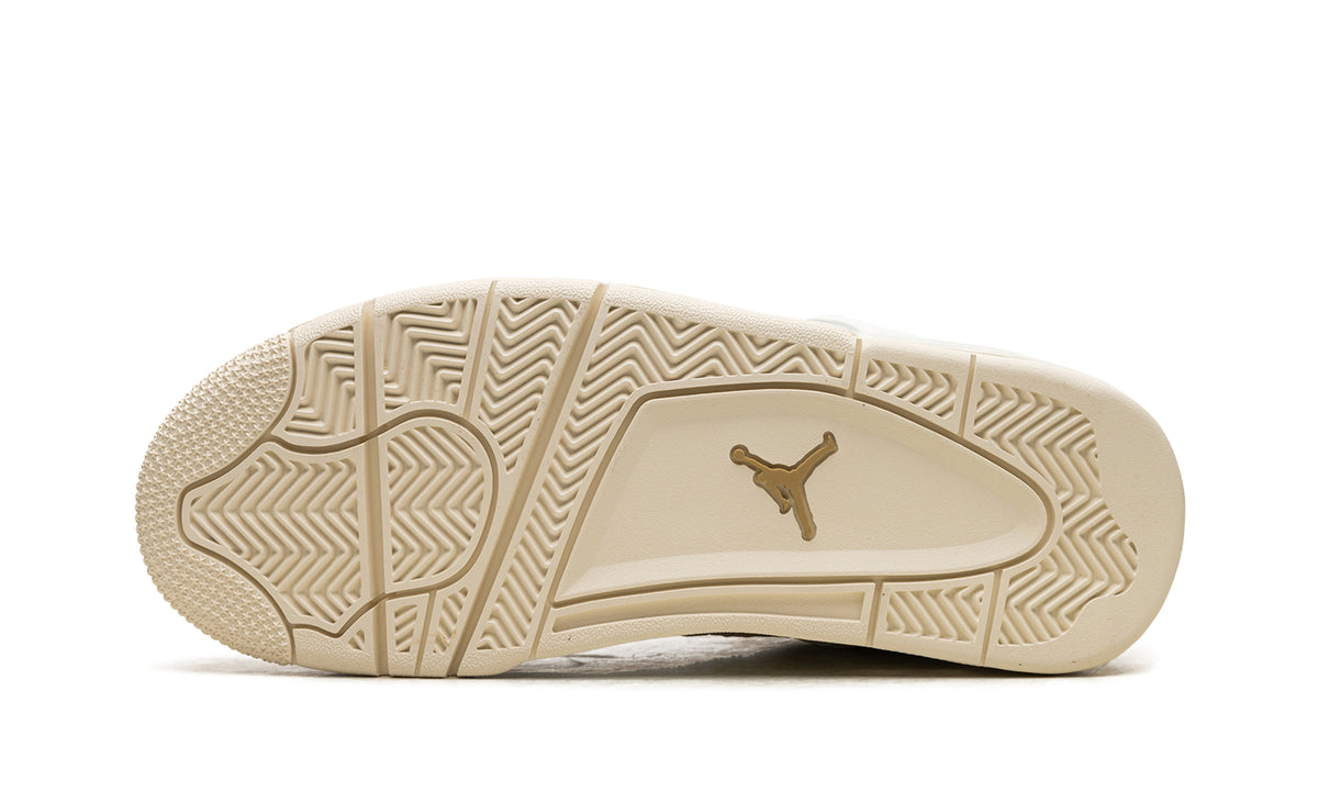 Air Jordan 4 Retro Sneakers - White & Cream with Metallic Gold Eyelets
