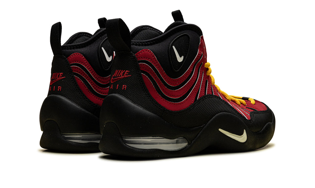 Nike Air Bakin Basketball Shoes - Black & Red with Yellow Laces