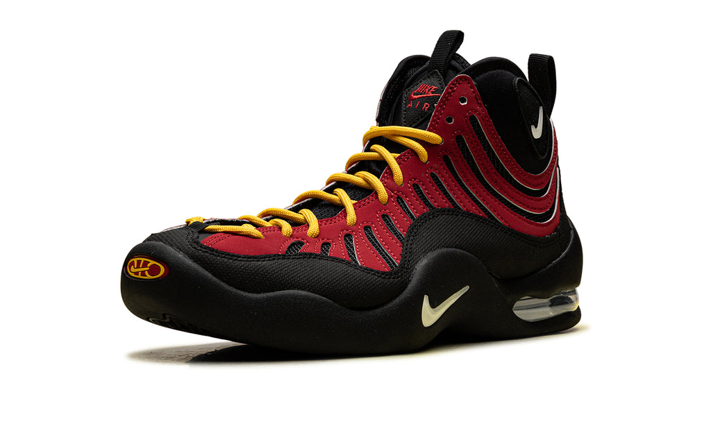 Nike Air Bakin Basketball Shoes - Black & Red with Yellow Laces