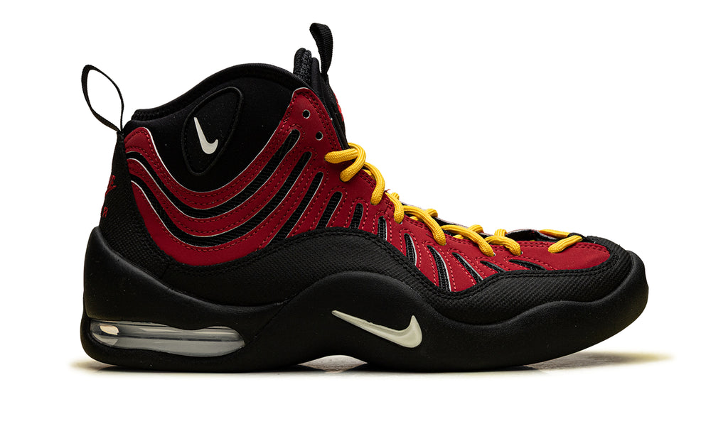 Nike Air Bakin Basketball Shoes - Black & Red with Yellow Laces
