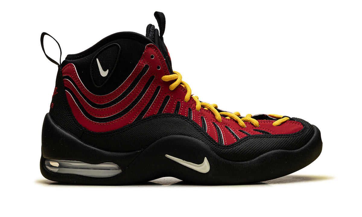 Nike Air Bakin Basketball Shoes - Black & Red with Yellow Laces