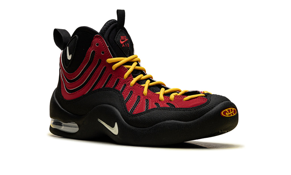Nike Air Bakin Basketball Shoes - Black & Red with Yellow Laces