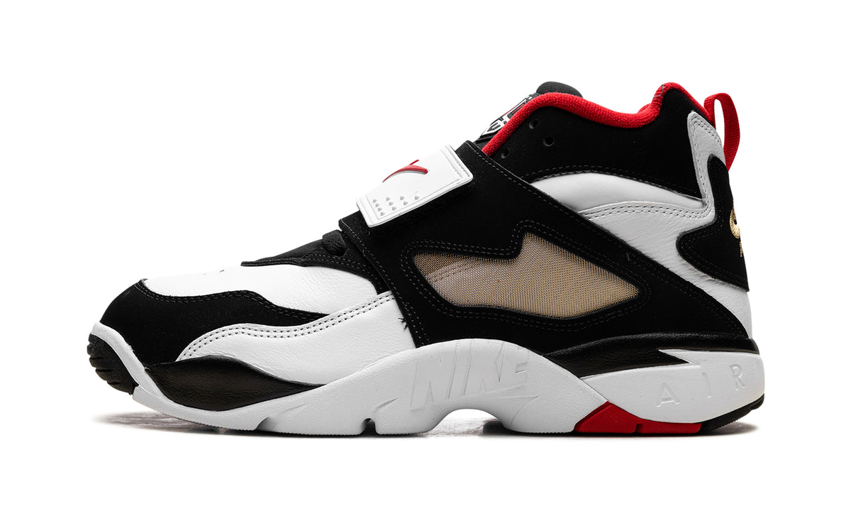 Nike Air Diamond Turf Sneakers - Black and White with Red and Gold Accents