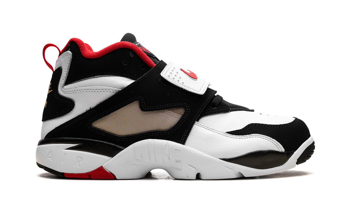 Nike Air Diamond Turf Sneakers - Black and White with Red and Gold Accents