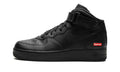 Supreme x Nike Air Force 1 Mid Sneakers - Black with Red Box Logo