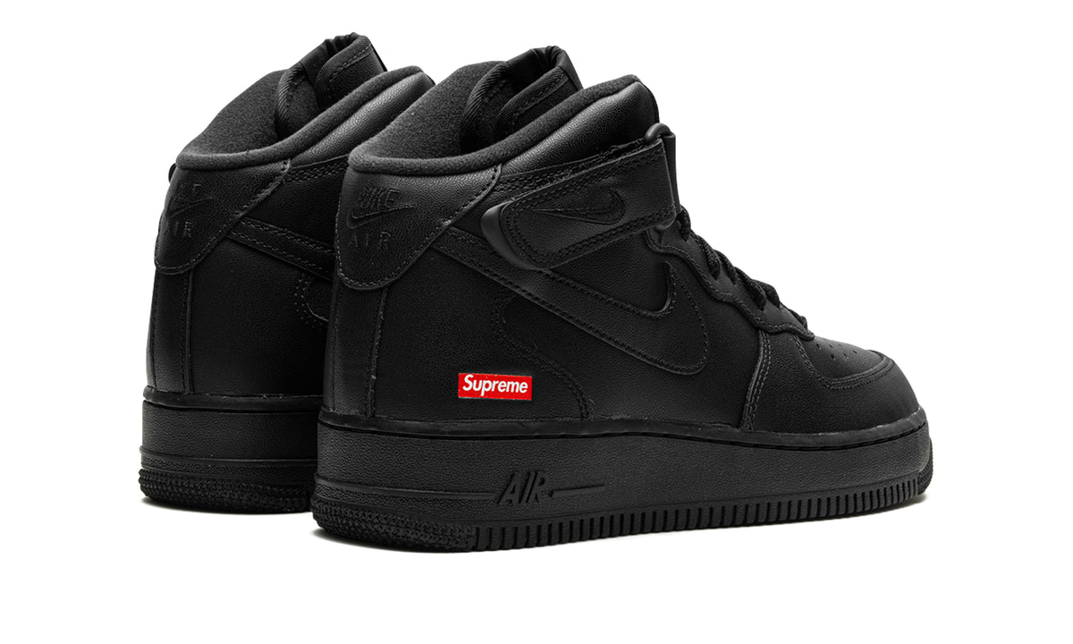 Supreme x Nike Air Force 1 Mid Sneakers - Black with Red Box Logo