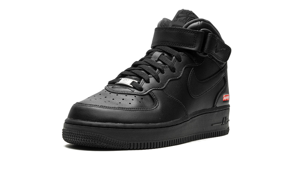 Supreme x Nike Air Force 1 Mid Sneakers - Black with Red Box Logo