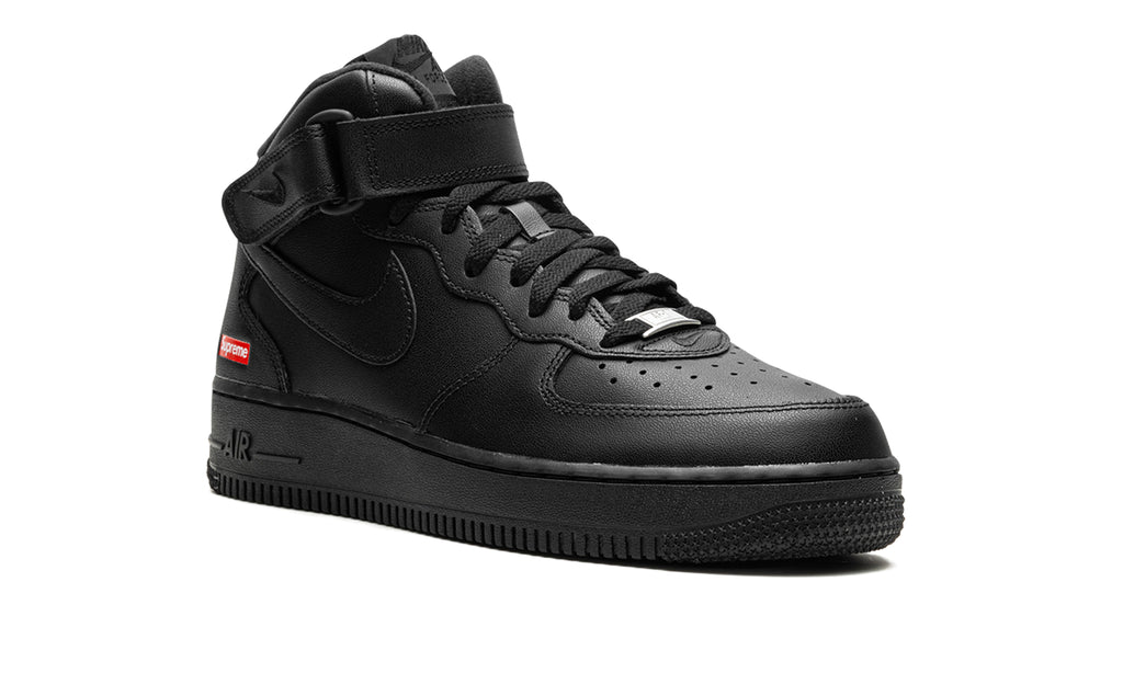 Supreme x Nike Air Force 1 Mid Sneakers - Black with Red Box Logo