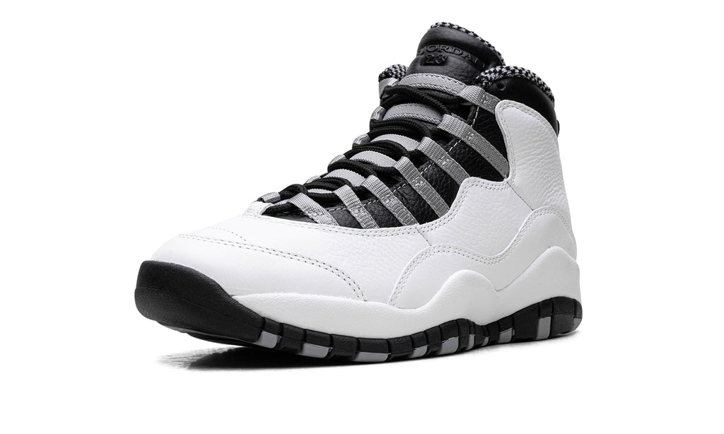 Air Jordan 10 Retro Sneakers - White/Black with Grey Lace Loops