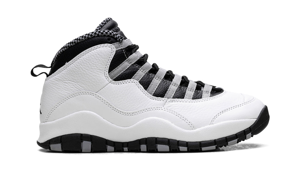 Air Jordan 10 Retro Sneakers - White/Black with Grey Lace Loops