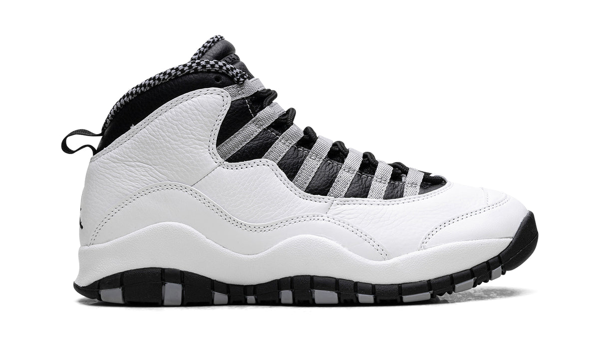 Air Jordan 10 Retro Sneakers - White/Black with Grey Lace Loops