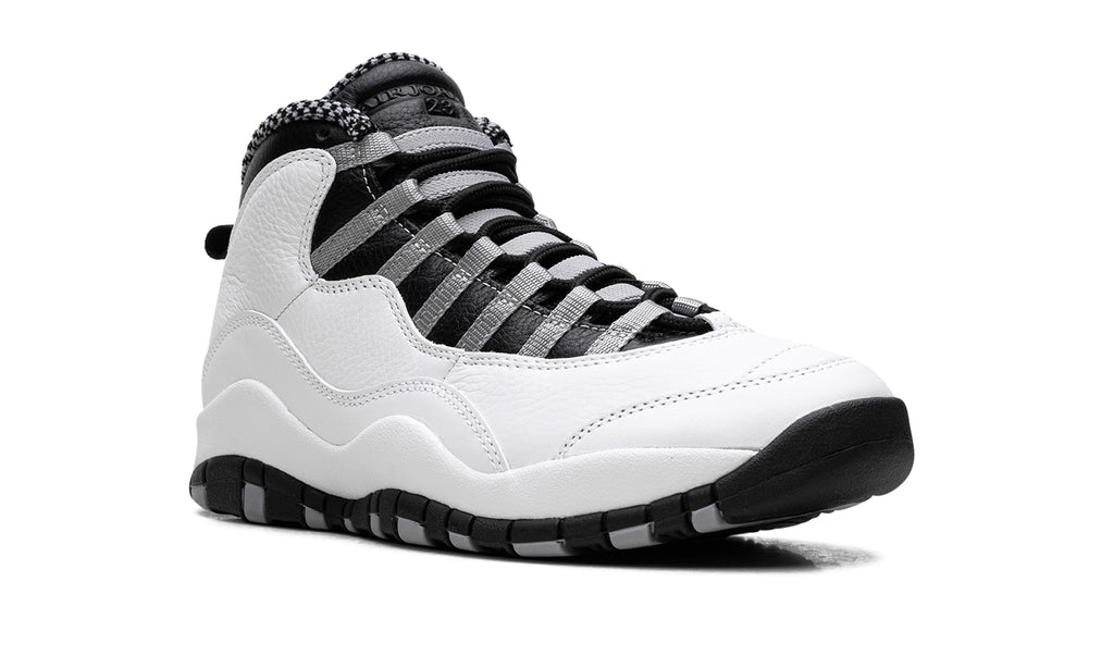 Air Jordan 10 Retro Sneakers - White/Black with Grey Lace Loops