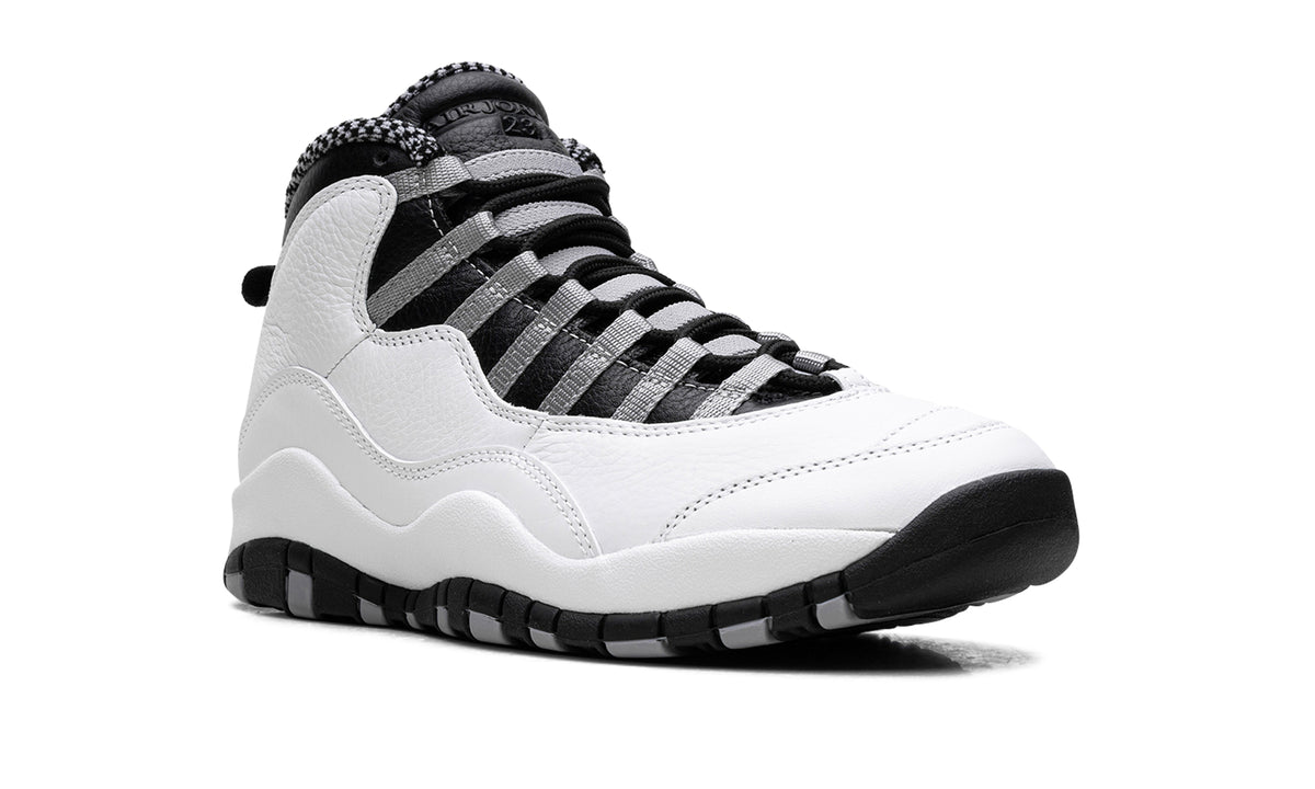 Air Jordan 10 Retro Sneakers - White/Black with Grey Lace Loops