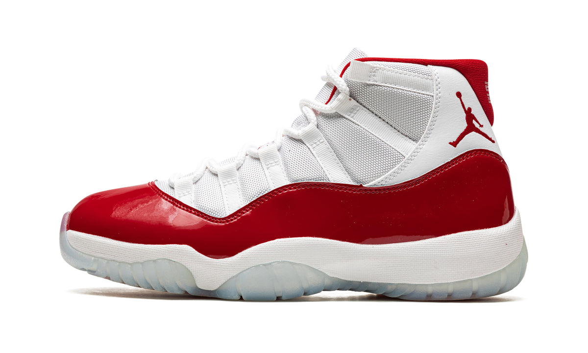 Air Jordan 11 Retro High-Top Sneakers - White and Red with Glossy Overlays