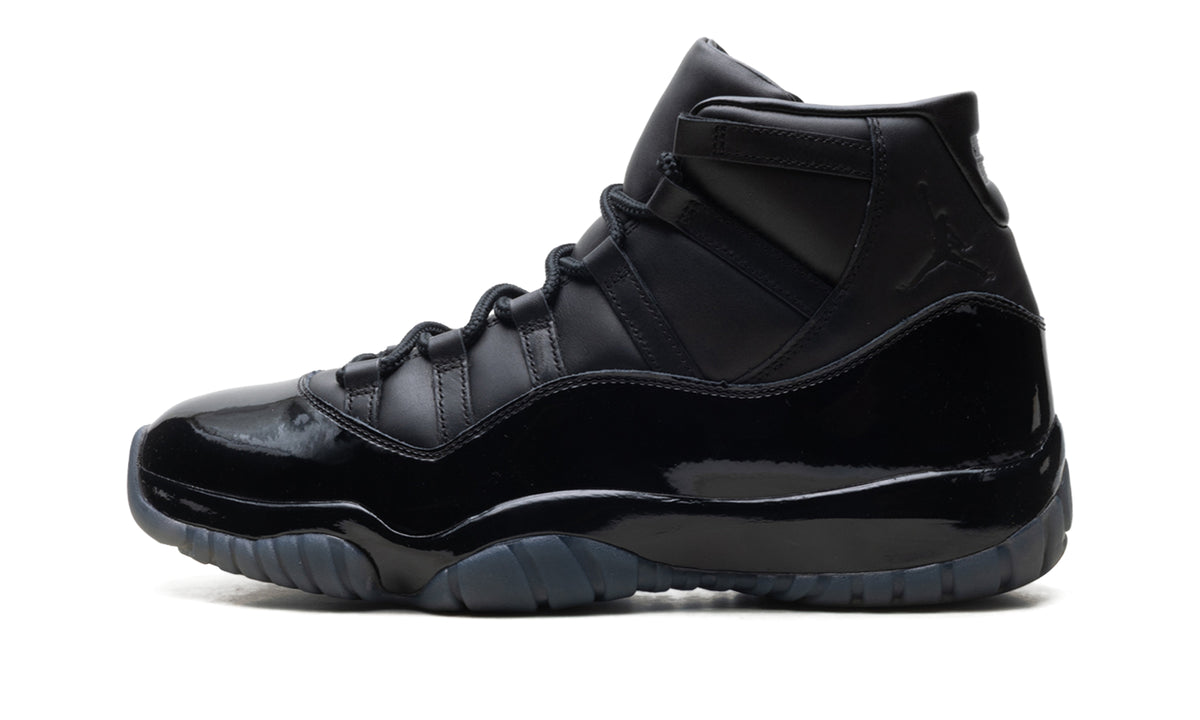 Air Jordan 11 Retro Sneakers - All Black with Glossy Mudguard and Smoky Outsole