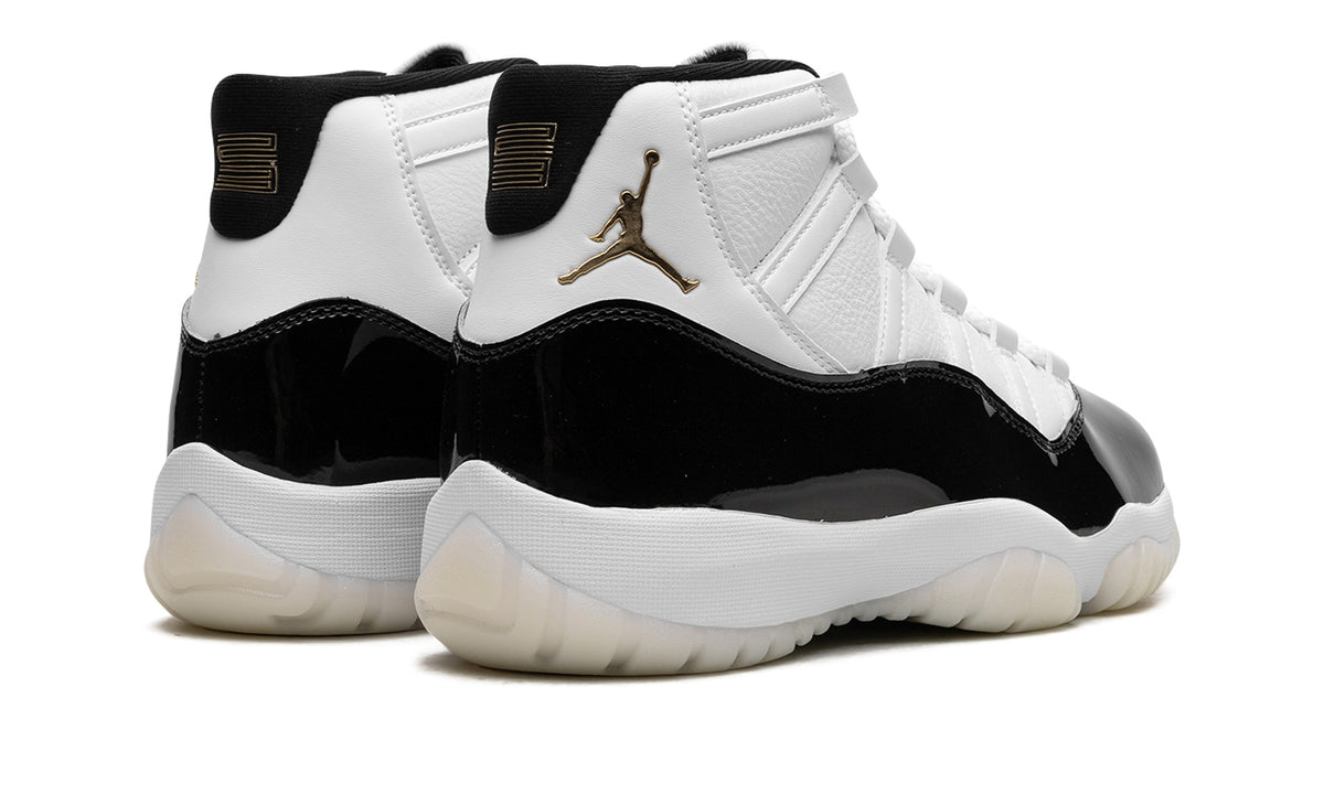 Air Jordan 11 High-Top Sneakers – White, Black & Gold
