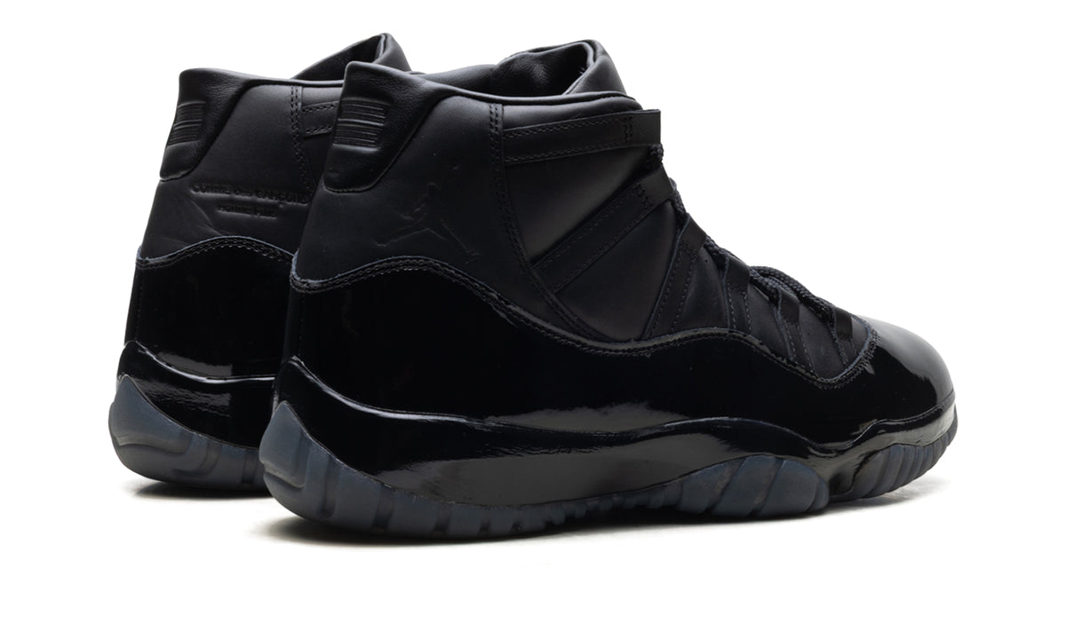 Air Jordan 11 Retro Sneakers - All Black with Glossy Mudguard and Smoky Outsole