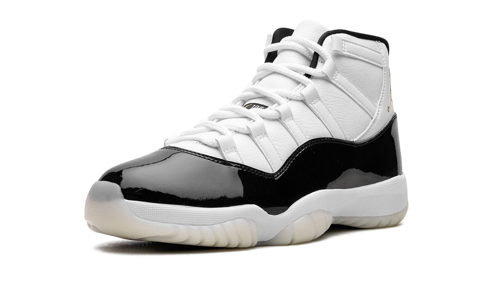 Air Jordan 11 High-Top Sneakers – White, Black & Gold