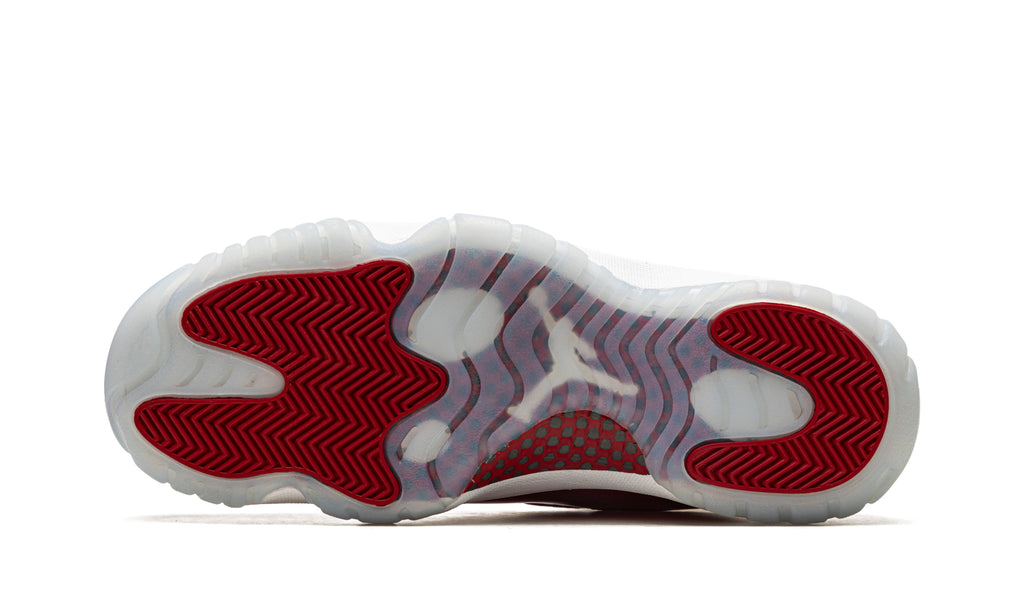 Air Jordan 11 Retro High-Top Sneakers - White and Red with Glossy Overlays