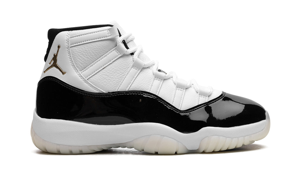 Air Jordan 11 High-Top Sneakers – White, Black & Gold